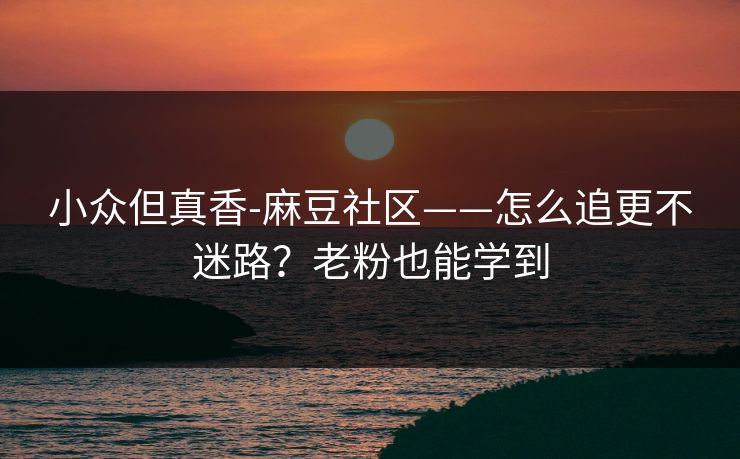 小众但真香-麻豆社区——怎么追更不迷路？老粉也能学到